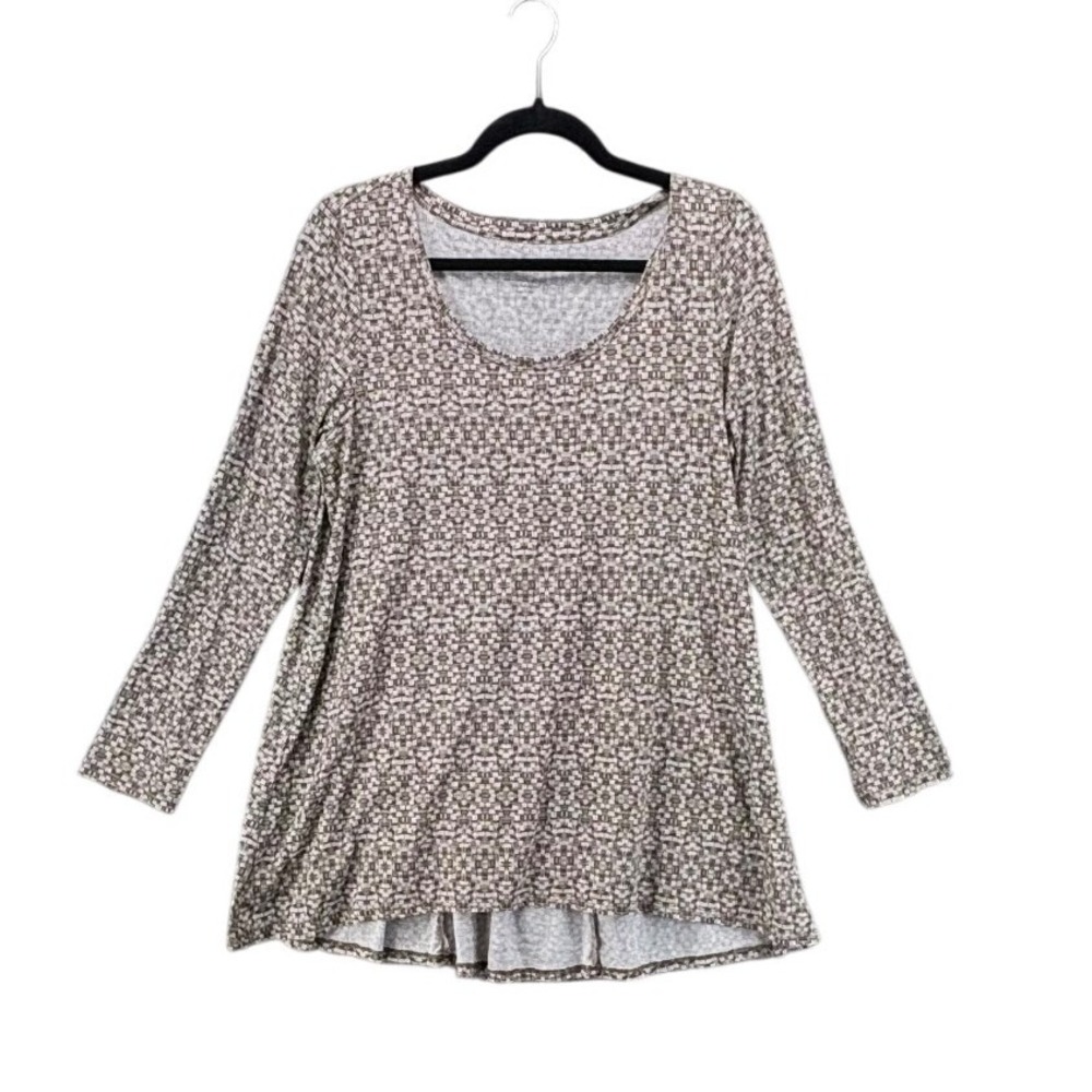 J Jill Tunic M Pure Pima Cotton Tie Back Geometric Print Artsy Soft Comfy Relax